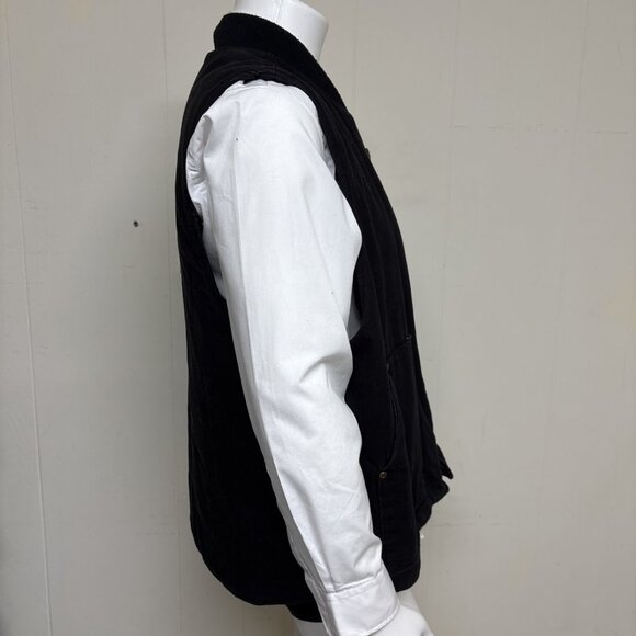 Quilted Canvas Duck Vest Mens XL Black Cowboy Workwear Relaxed Fit Lined Ranch - Picture 2 of 8